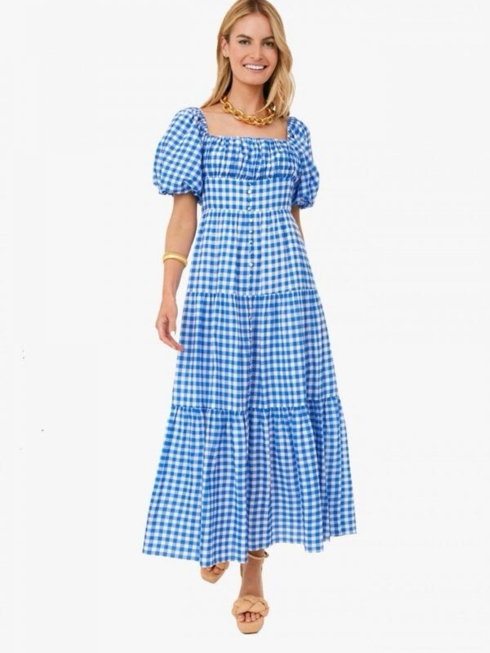 Hyacinth House Blue Gingham Harper Maxi Dress Size XL